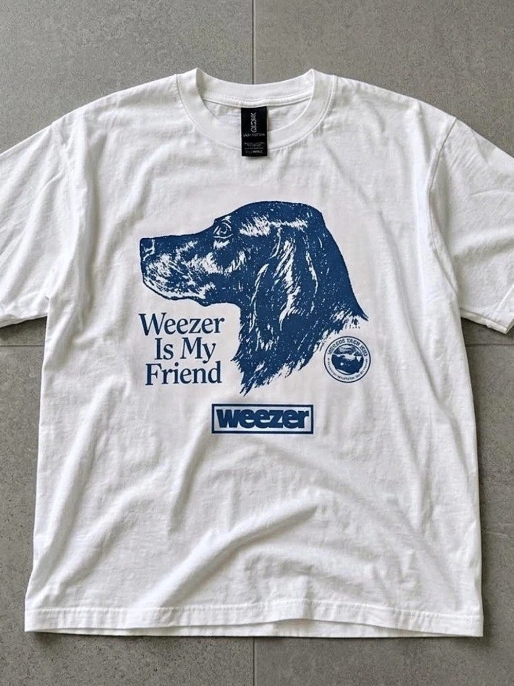 Weezer Is My Friend graphic tee in White & Blue